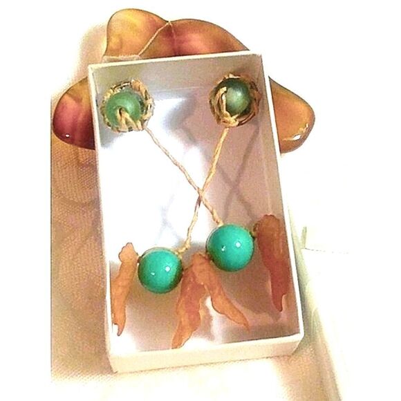 Hanging grapes on VINE DROP EARRINGS  HANDMADE - Picture 7 of 9